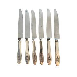 Antique Dinner Knives Bird of Paradise Oneida, 1923 Silverplate Deluxe Stainless